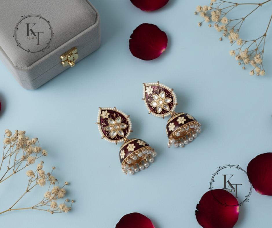 Royal Maroon Bloom Jhumka