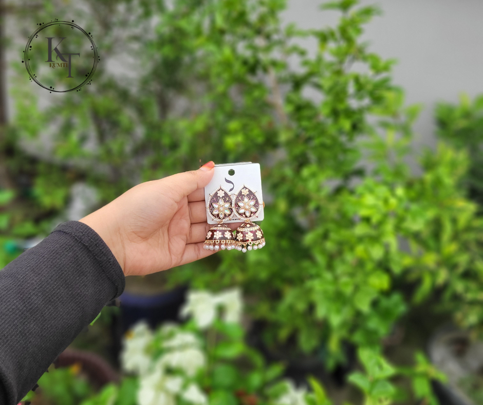 Royal Maroon Bloom Jhumka 3